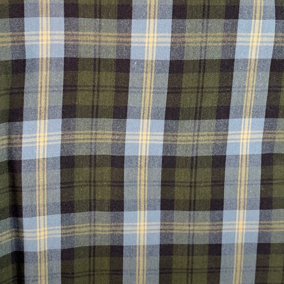 LUCIANO BARBERA Size 44 Blue Olive Plaid Cotton One Pocket Long Sleeve Shirt - Picture 2 of 7